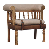 Strapped Hallway Boucle Bench
